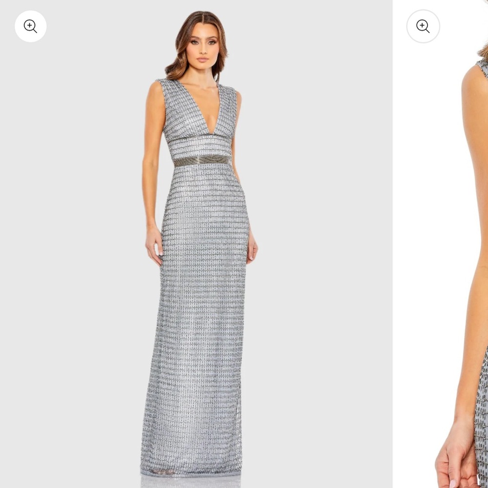 Elegant Silver Evening Gown
